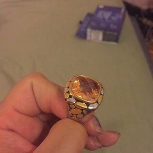 Custom topaz silver and gold ring